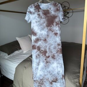 Caution to the Wind Tie-Dye Maxi T-Shirt Dress Small Soft Grunge High Low Slit